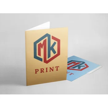 Map folder custom berwarna dengan logo MK Print, cocok untuk kebutuhan presentasi profesional dan dokumen bisnis berkualitas tinggi