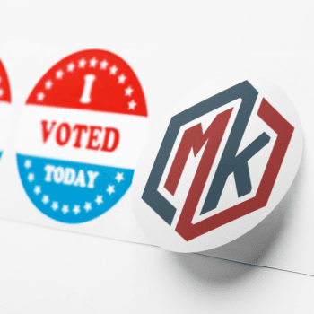 Sticker cutting logo MK Print dengan desain modern dan presisi.