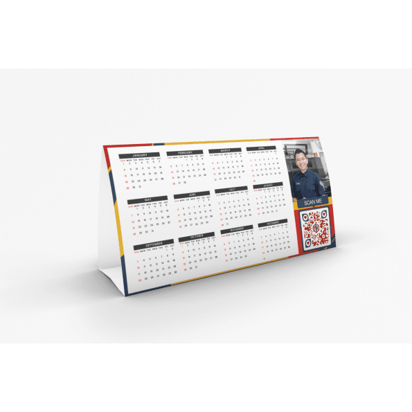 Kalender meja custom cetakan MK Print dengan desain elegan dan praktis, cocok untuk kebutuhan promosi dan branding bisnis Anda