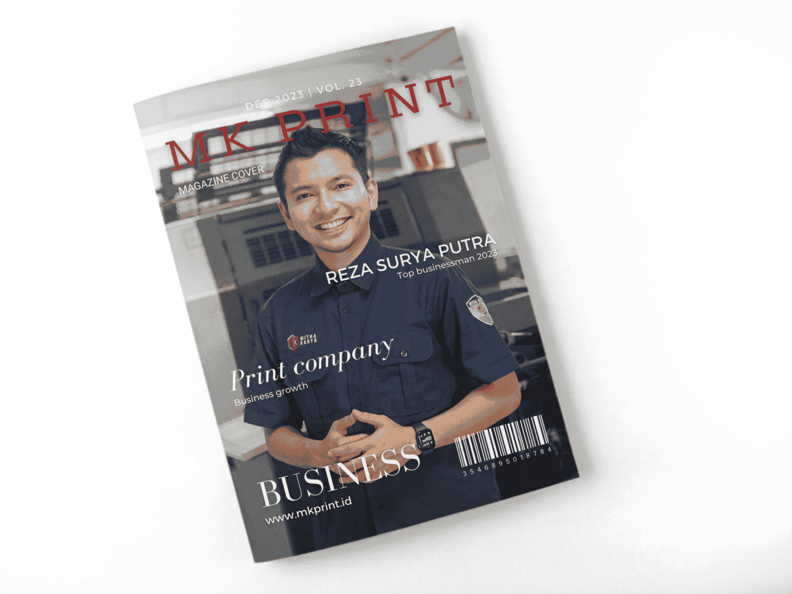 Sampul majalah MK Print, foto Reza Surya Putra pengusaha