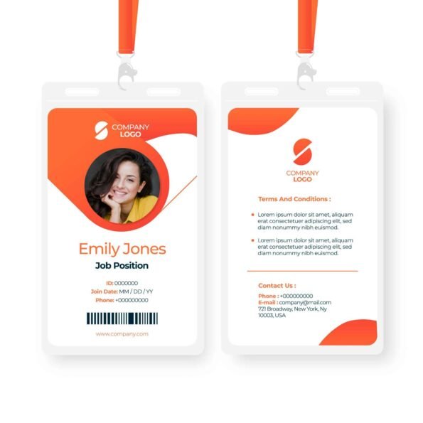 5 Manfaat Custom Id Card PVC untuk Bisnis Perusahaan Anda! 2 Desain ID Card karyawan modern dengan foto dan logo perusahaan